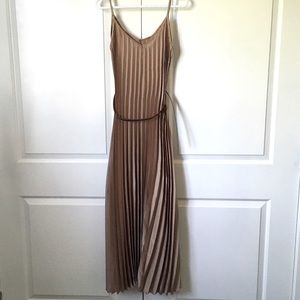 Pleated Maxi Dress Tan